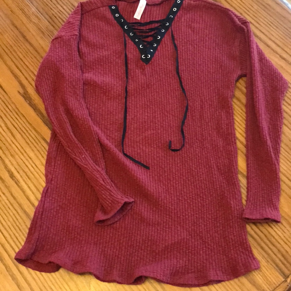 Ribbed Knit Tie Sweater